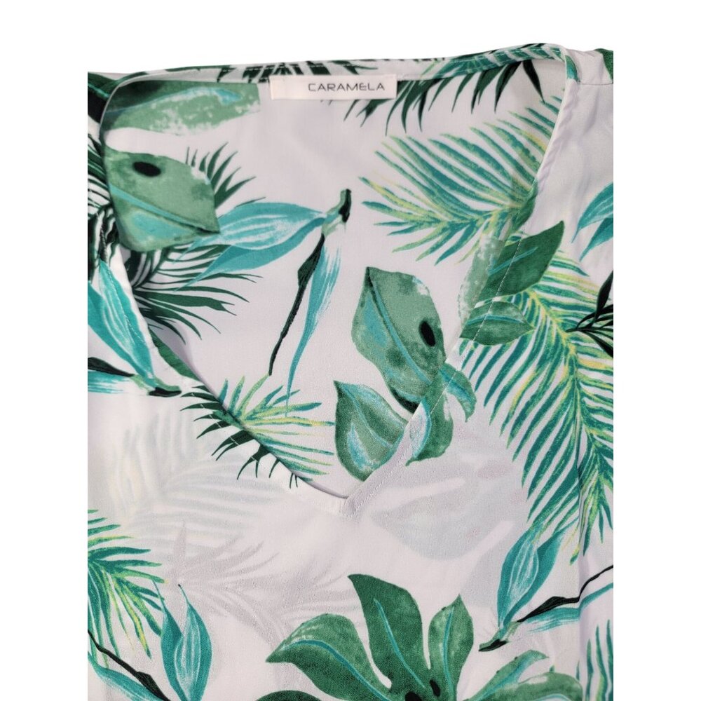 Caramela Beach Cover-up Womens Lrg Loose Fit Plam Leaf Design Polyester New - Picture 2 of 6